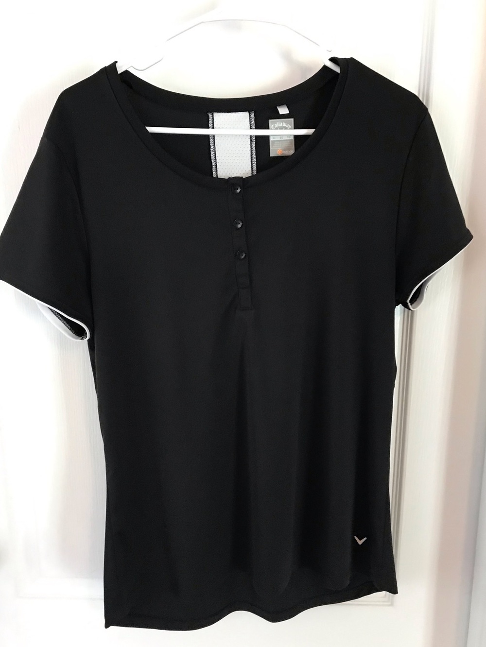 Callaway Black Henley Short-Sleeve with White Trim Sz XL